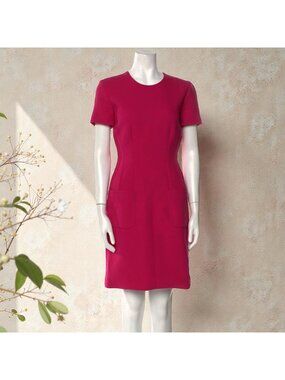 LANVIN Pink Silk Blend Crewneck Zip Back Dress Size US 4